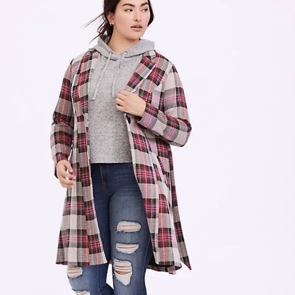 Torrid Pink Plaid Longline Blazer